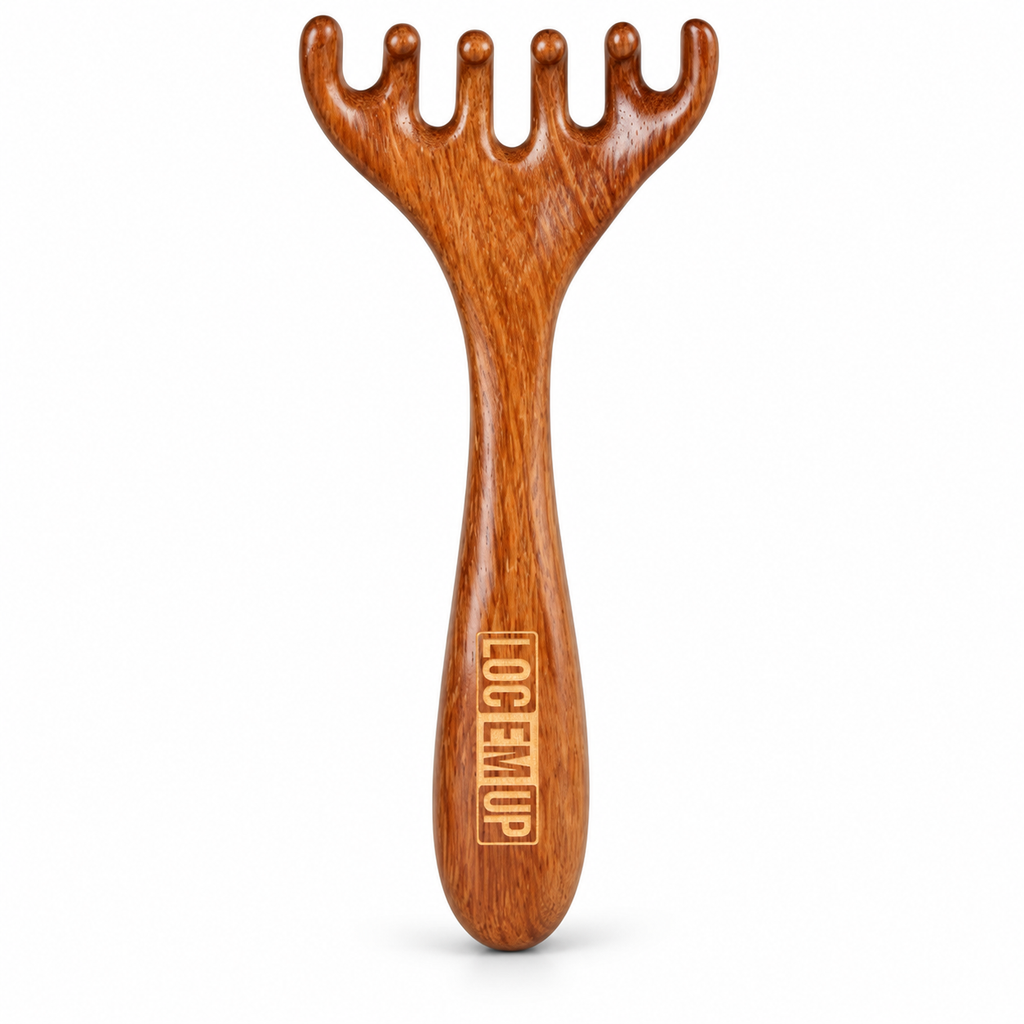 LOC EM UP engraved wooden scalp massager